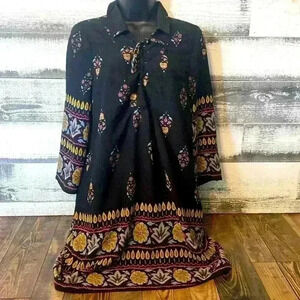 Entro Black Floral Midi Dress